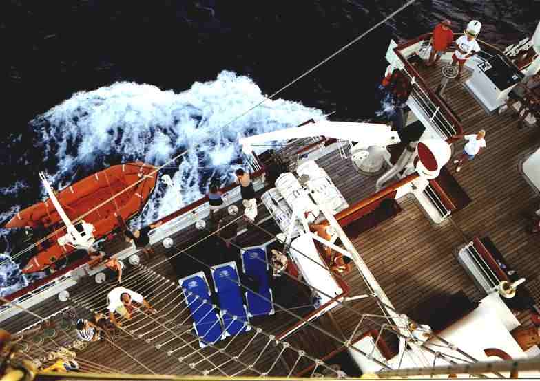 Royal Clipper from the mast, 10 Jan 2001