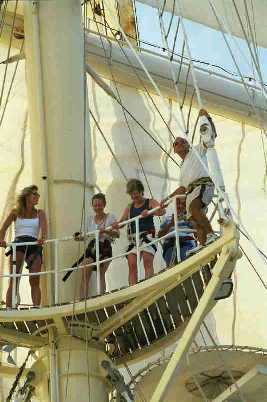 Looking down from the mast