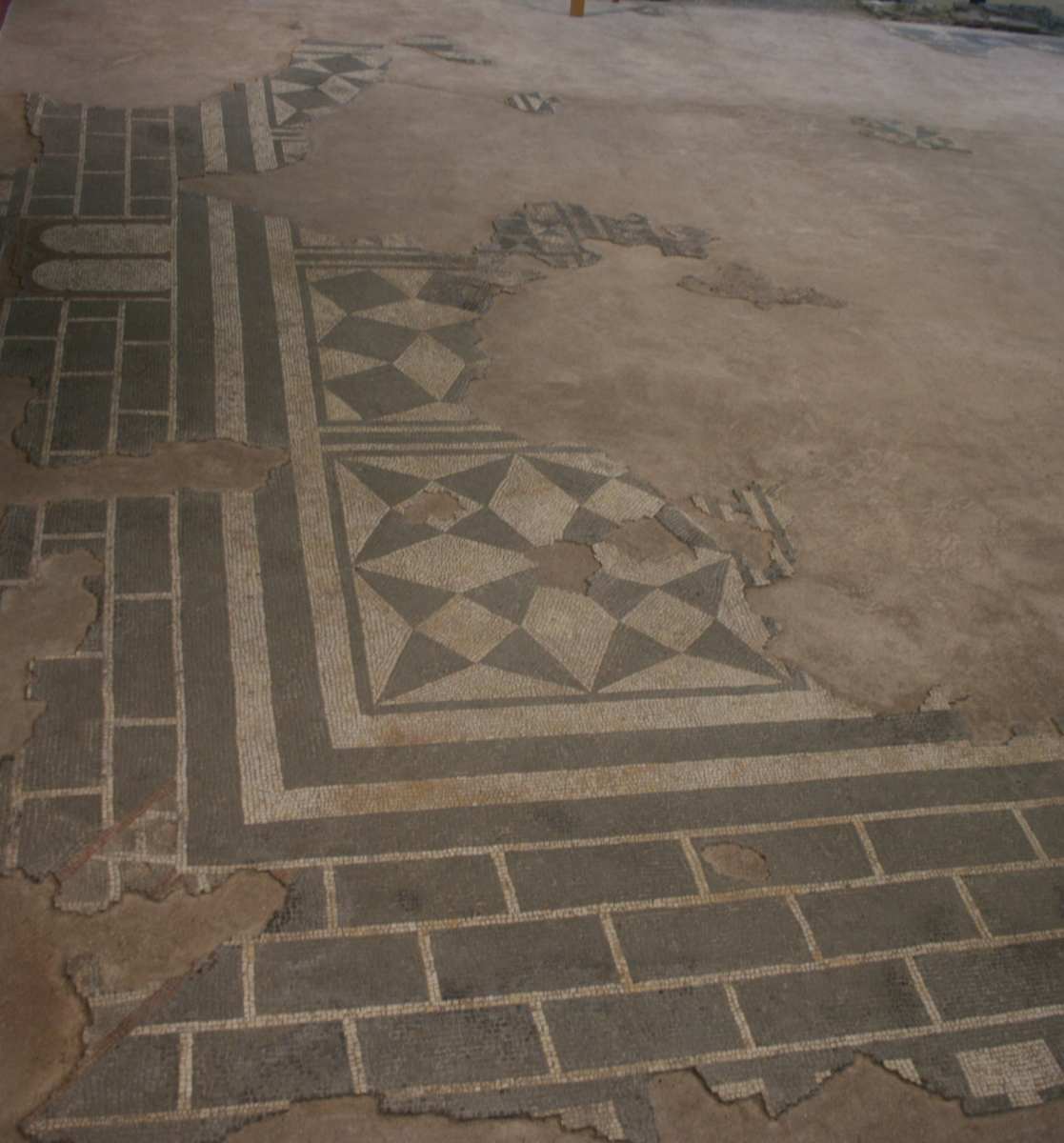 Early black and white geometric mosaic