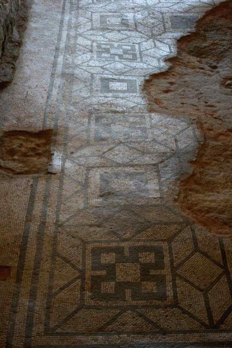 Early black and white geometric mosaic