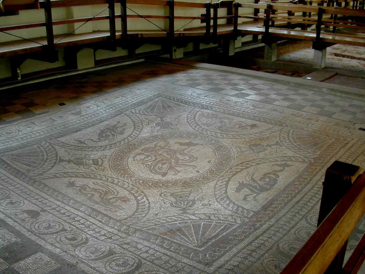 Cupid on a dolphin mosaic